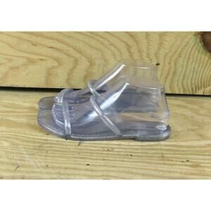 New Steve Madden Sandals Womens 7 Gray Glitter Pike Jelly Slip On Shoes